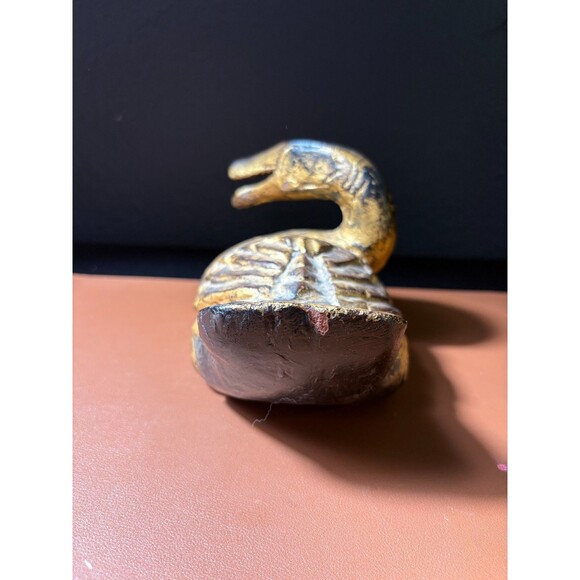 Vintage Italian Carved Wood Gold Gilded Duck Statue Home Decor 5" - Picture 4 of 9